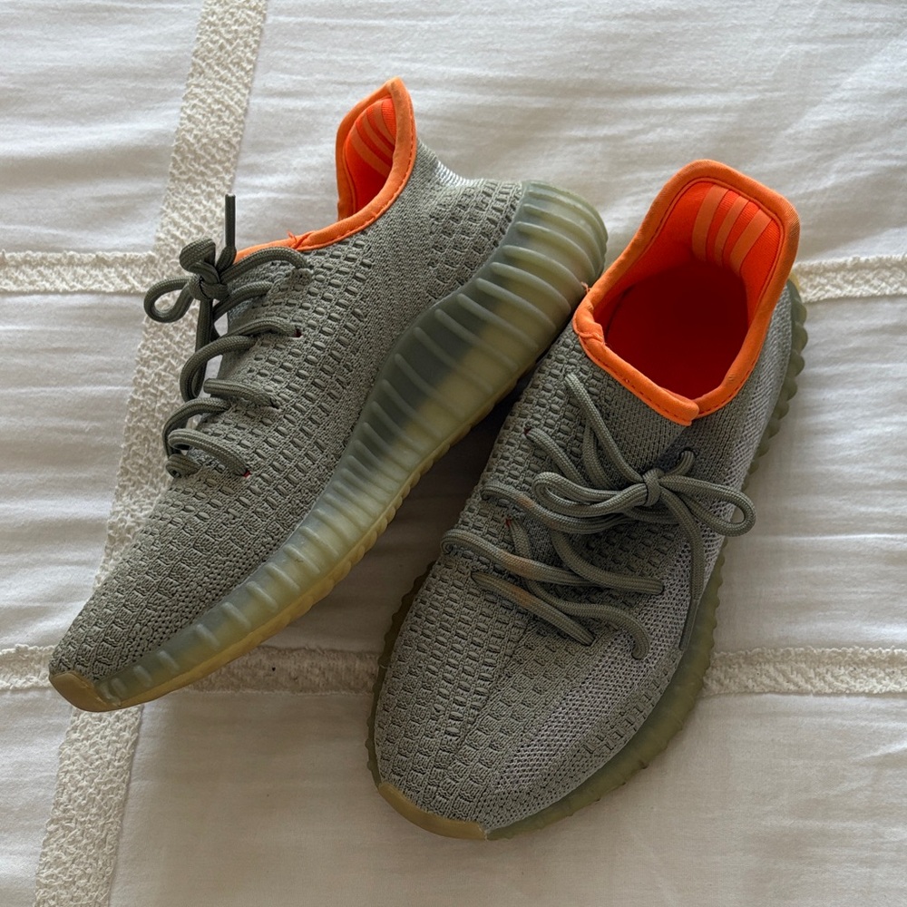 YEEZY Gray Sneakers with Orange Highlights